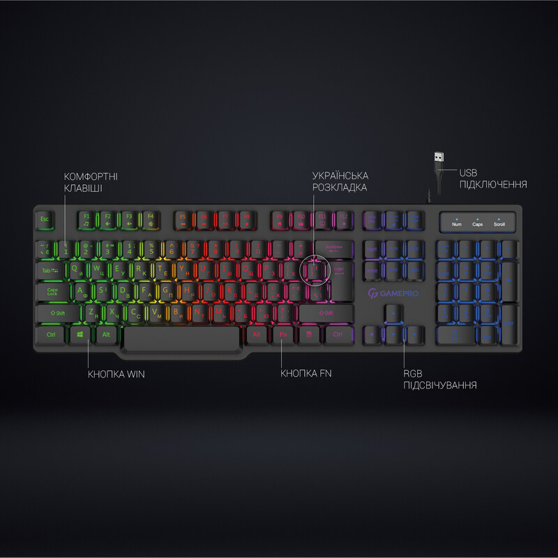 Клавиатура GamePro GK380 RGB Black