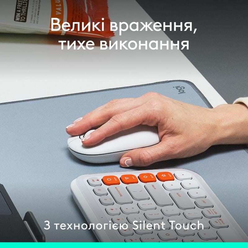 Миша бездротова Logitech Pop Mouse with Emoji Off-White (910-007411)