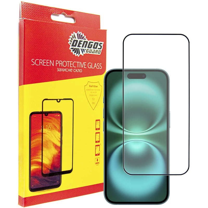 Захисне скло Dengos для Apple iPhone 16 Plus Black Full Glue (TGFG-368)