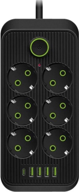 Сетевой фильтр XoKo SP-6-4-1 6 розеток, 5 USB, 2 м Black (XК-SP6-4-1-BK)