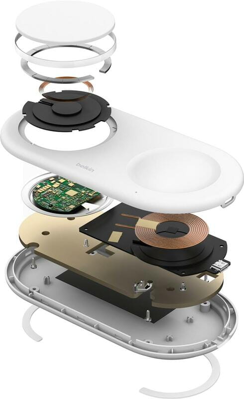 Безпровідний зарядний пристрій Belkin 2в1 Pad Qi2 White (WIZ021VFWH)