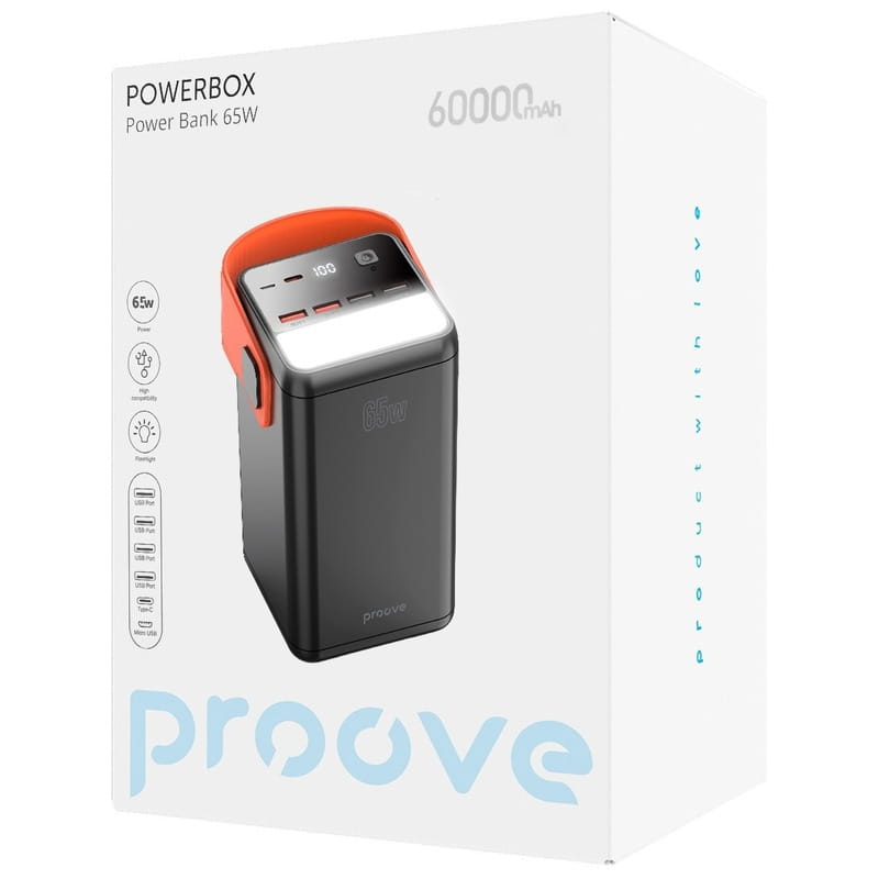 Универсальная мобильная батарея Proove Powerbox 65W 60000mAh Black (PBPB65412201)