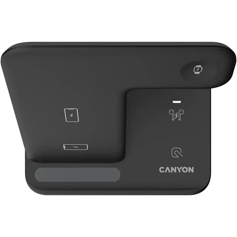 Бездротовий зарядний пристрій Canyon WS-302 15W 3in1 Black (CNS-WCS302B)