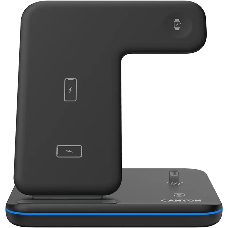 Бездротовий зарядний пристрій Canyon WS-302 15W 3in1 Black (CNS-WCS302B)
