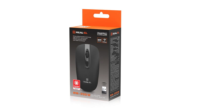 Мышь беспроводная REAL-EL RM-350W Black