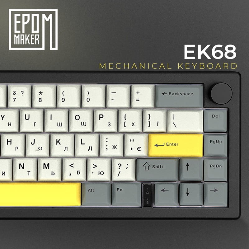 Клавиатура беспроводная Epomaker EK68 65% Budgerigar V2 Switch Hot-Swap (2.4G/BT/USB) RGB UA Black (EK68-B-BV2)