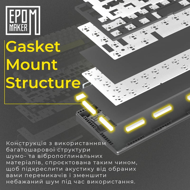 Клавиатура беспроводная Epomaker EK68 65% Budgerigar V2 Switch Hot-Swap (2.4G/BT/USB) RGB UA Black (EK68-B-BV2)
