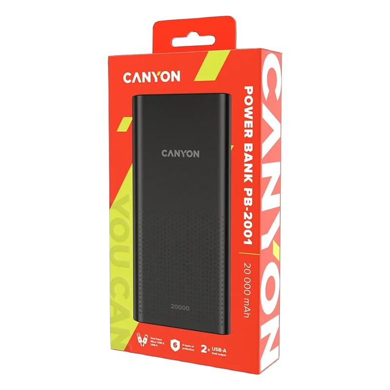 Универсальная мобильная батарея Canyon PB-2001 20000mAh Black (CNE-CPB2001B)