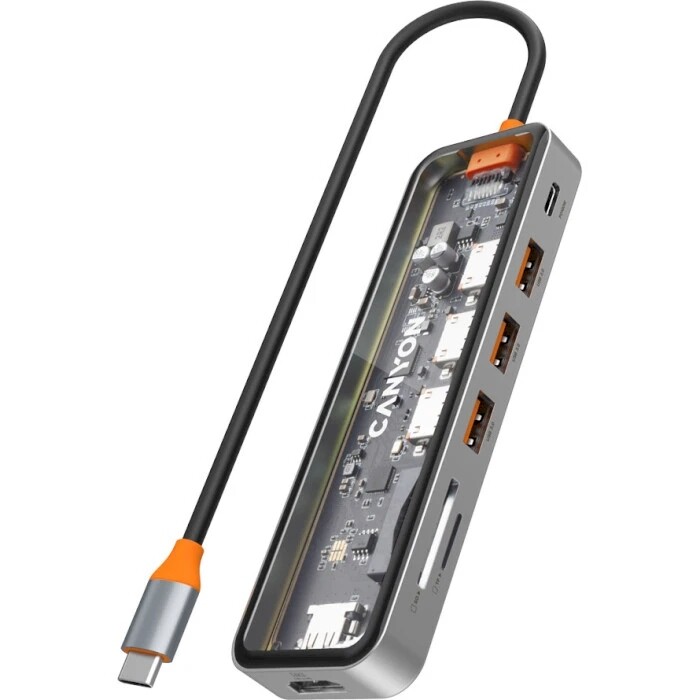 Док-станция Canyon DS-13 7in1 Transparent Space Grey (CNS-TDS13)