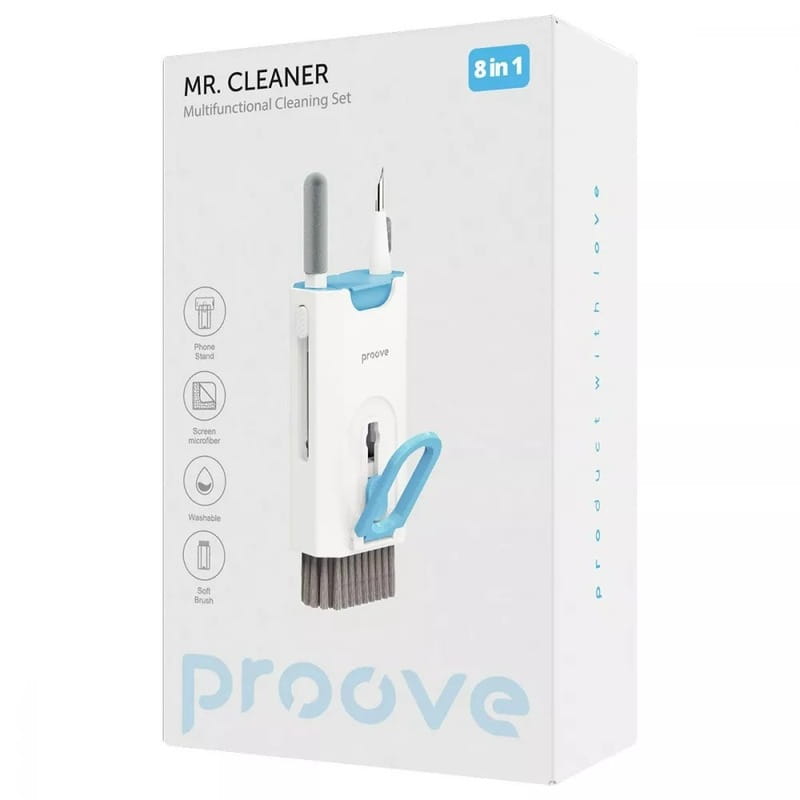 Многофункциональный набор Proove Mr. Cleaner 8in1 для чистки электроники и гаджетов White (MCS00000802)