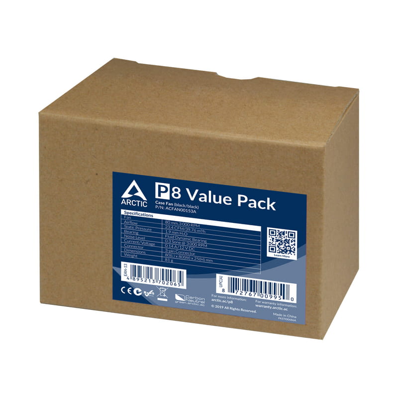 Вентилятор Arctic P8 Black - 5 Pack (ACFAN00153A)