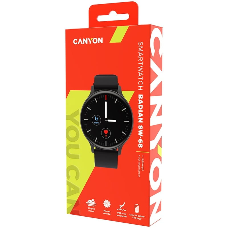 Смарт-часы Canyon Badian SW-68 Black (CNS-SW68BB)