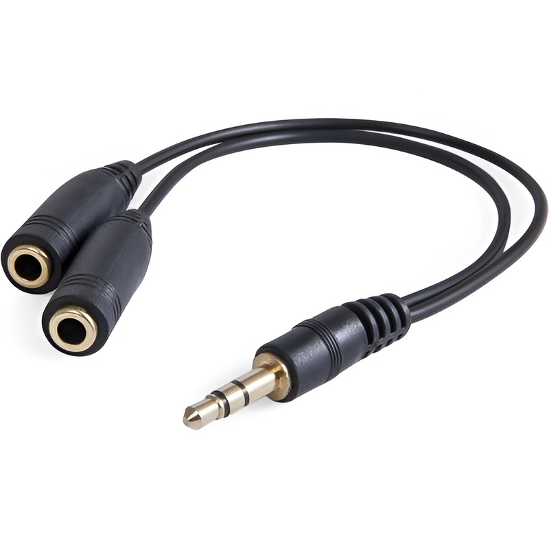 Аудіо-кабель Defender Audio 3.5 мм - 2x3.5 мм (M/F), чорний, 0.12 м (63001)