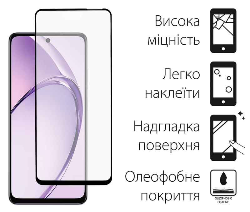 Захисне скло Dengos для Oppo A3X Black Full Glue (TGFG-377)