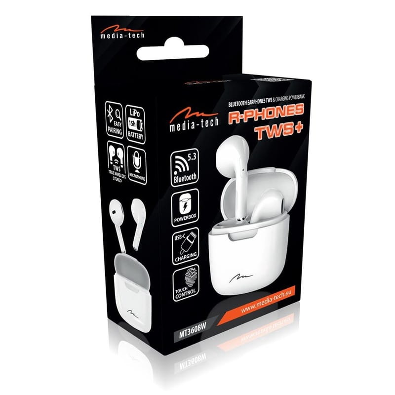 Bluetooth-гарнитура Media-Tech R-Phones TWS+ White (MT3608W)