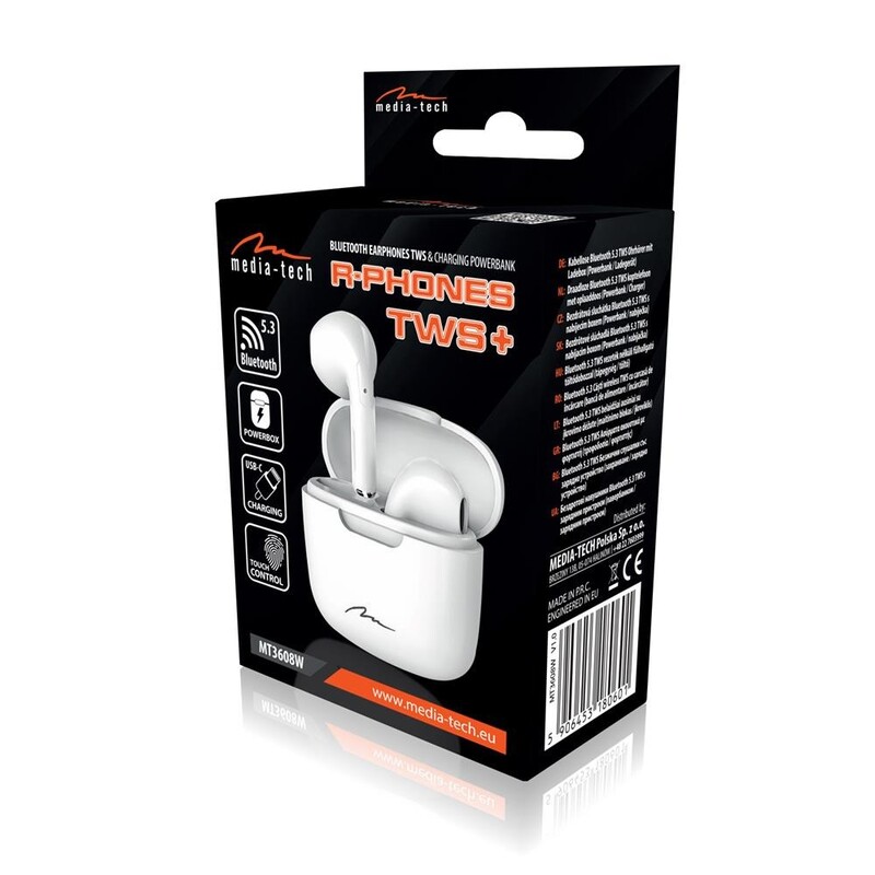 Bluetooth-гарнитура Media-Tech R-Phones TWS+ White (MT3608W)