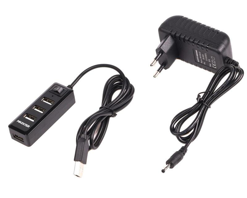 USB-хаб Maxxter 4 ports (HU2A-4P-AC-03)