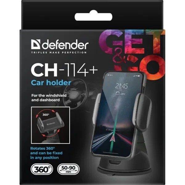 Тримач автомобільний Defender Car holder CH-114+ 360° Black (29114)