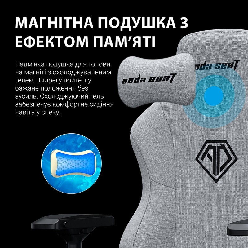 Кресло для геймеров Anda Seat Phantom 3 Pro Size L Grey Fabric (AD18YC-06-G-F)
