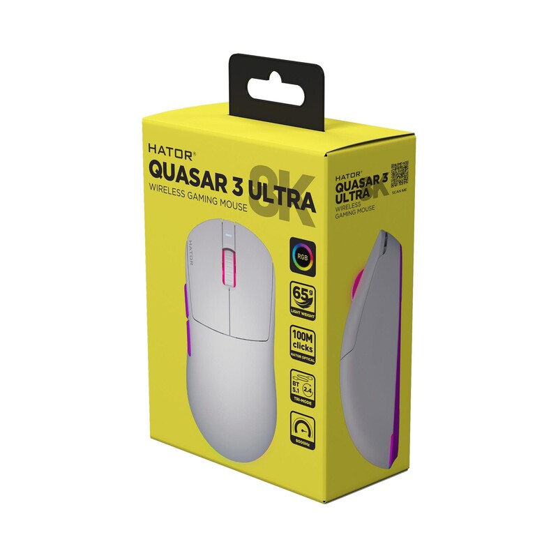 Мышь беспроводная Hator Quasar 3 Ultra 8K Wireless White (HTM771)
