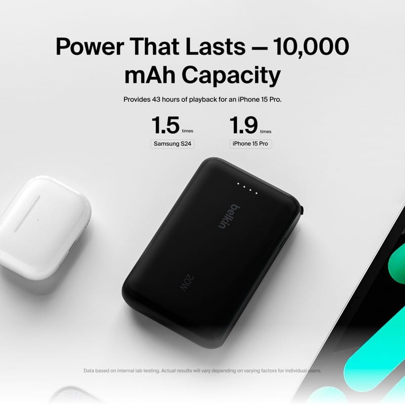Універсальна мобільна батарея Belkin Power Bank 10000mAh 20W Black (BPB021HQBK)