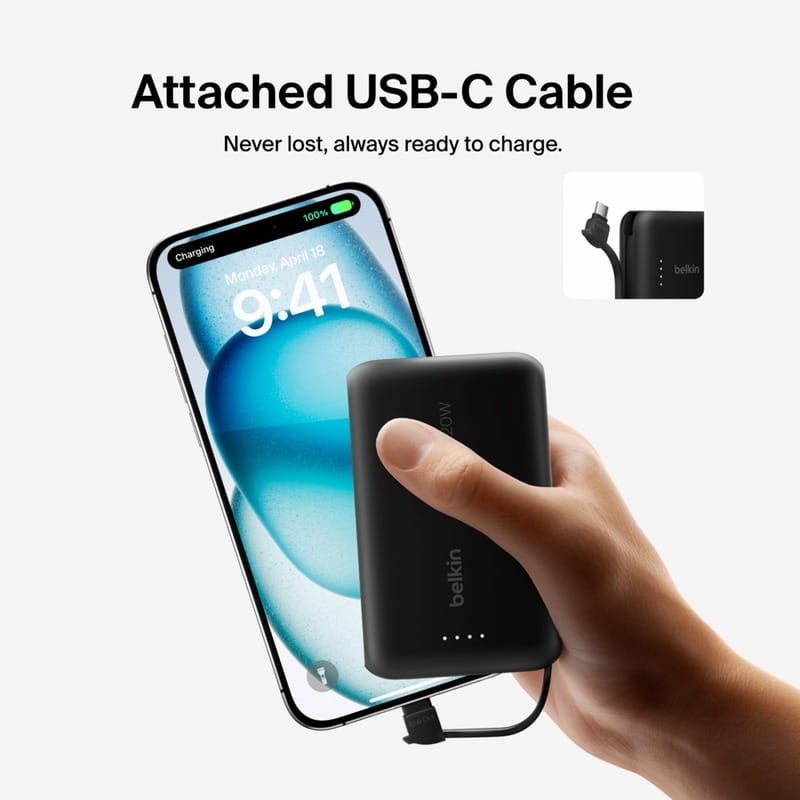 Універсальна мобільна батарея Belkin Power Bank 10000mAh 20W Black (BPB021HQBK)
