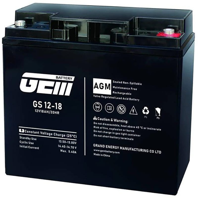 Аккумуляторная батарея GEM Battery 12V 18AH (GS 12-18) AGM