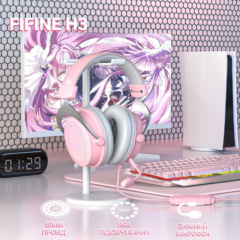Гарнитура Fifine RGB H3P Pink