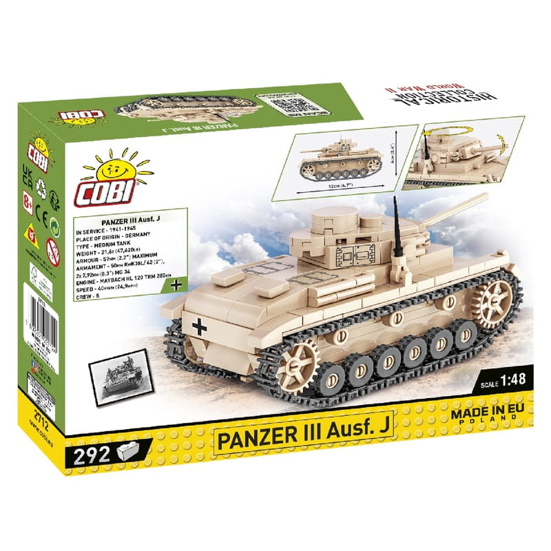 Конструктор COBI Друга Світова Війна Танк Panzer III, 292 деталі (COBI-2712)