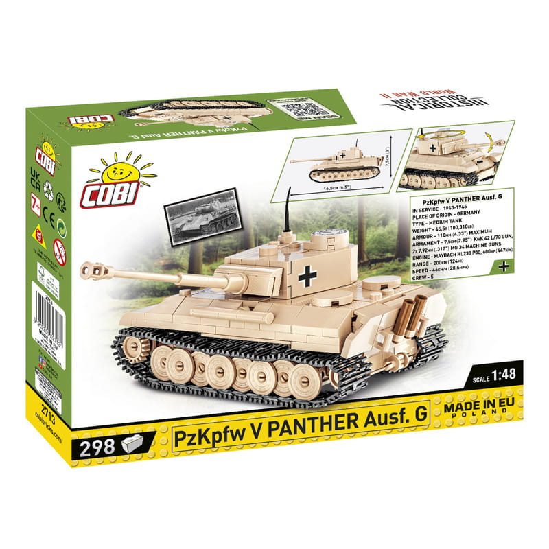 Конструктор COBI Друга Світова Війна Танк Panzer V Пантера, 298 деталей (COBI-2713)