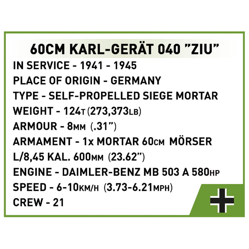 Конструктор COBI Самохідна мортира Карл 1:28, 1574 деталей (COBI-2560)