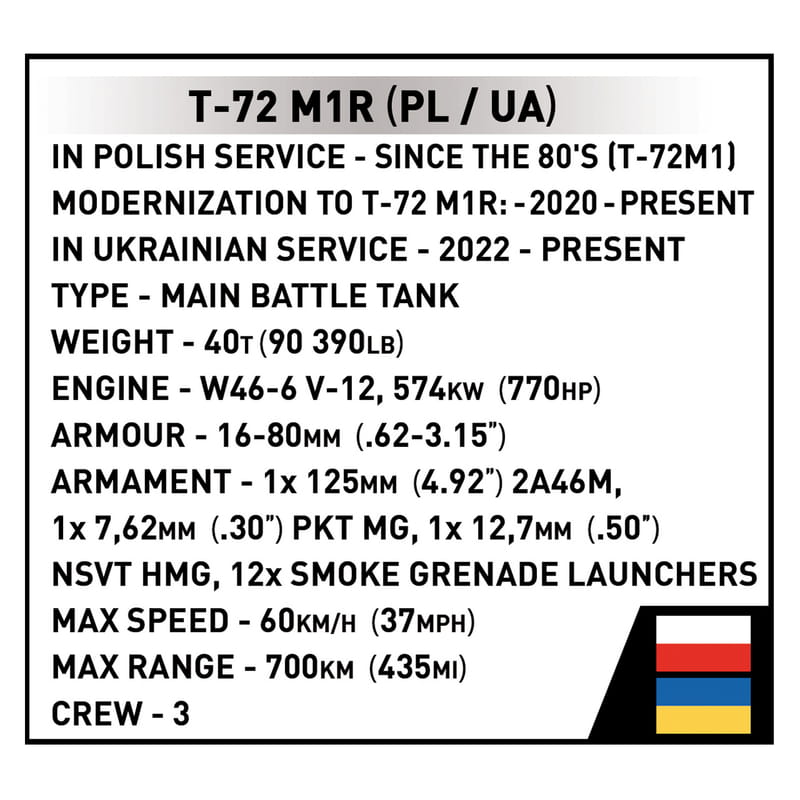 Конструктор COBI Танк Т-72 M1R (UA/PL), 724 деталі (COBI-2624)