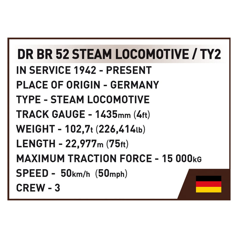 Конструктор COBI Локомотив DR BR Class 52 масштаб 1:35, 1723 детали (COBI-6283)
