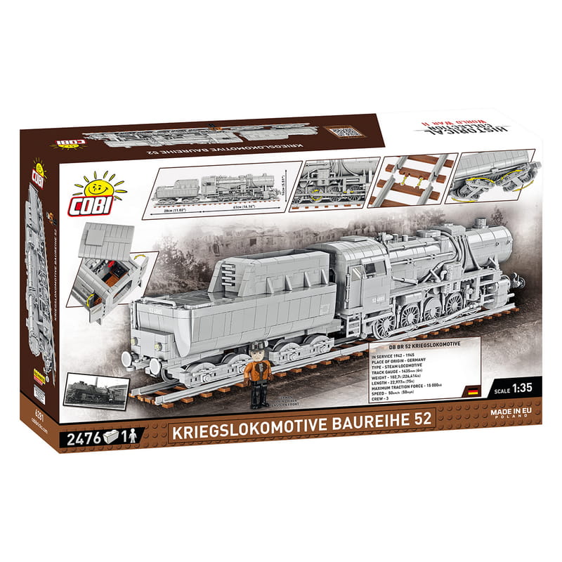 Конструктор COBI Локомотив Kriegslokomotive Class 52 масштаб 1:35, 2476 деталей (COBI-6281)