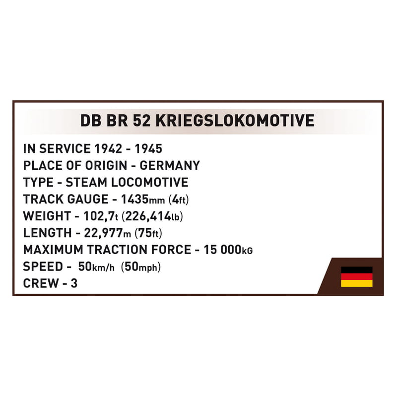 Конструктор COBI Локомотив Kriegslokomotive Class 52 масштаб 1:35, 2476 деталей (COBI-6281)