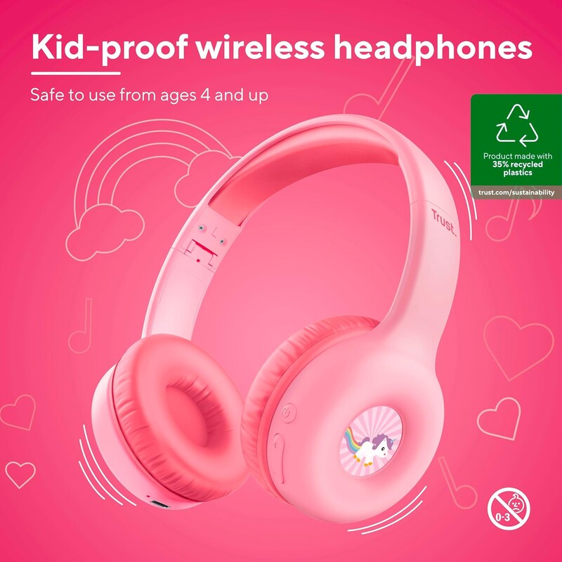 Bluetooth-гарнітура Trust On-ear Nouna Kids, Wireless Pink (25274)