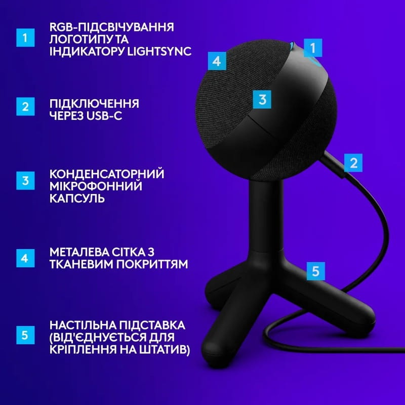 Микрофон Logitech G Yeti Orb RGB White (988-000558)