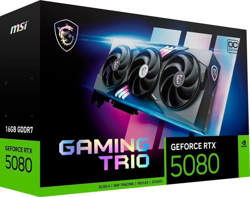 Видеокарта GF RTX 5080 16GB GDDR7 Gaming Trio OC MSI (GeForce RTX 5080 16G GAMING TRIO OC)