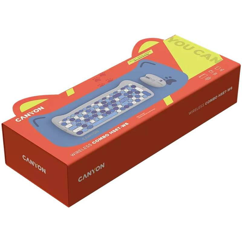 Комплект беспроводной (клавиатура, мышь) Canyon HSET-W6 Kitty Edition Blue (CNS-HSETW6BL)