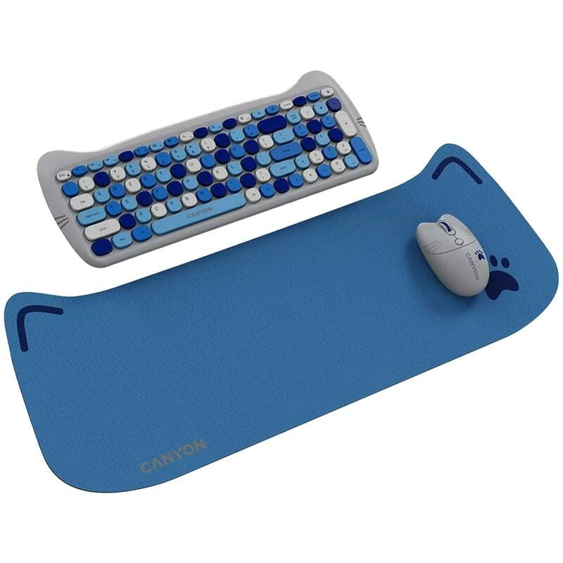 Комплект беспроводной (клавиатура, мышь) Canyon HSET-W6 Kitty Edition Blue (CNS-HSETW6BL)