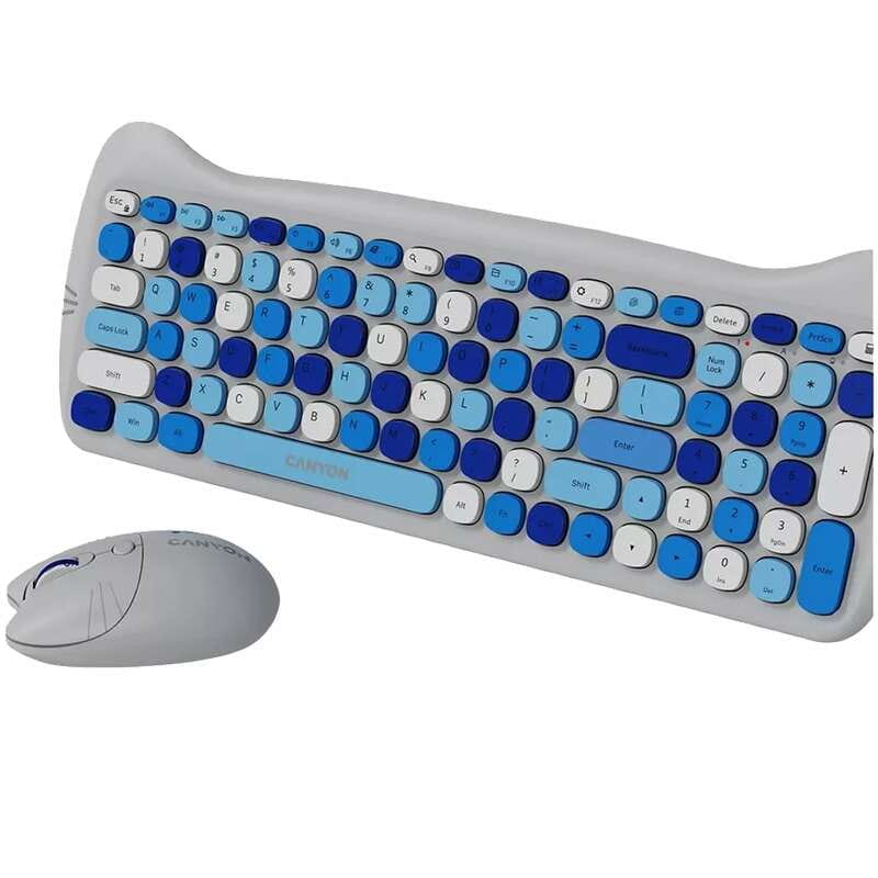 Комплект беспроводной (клавиатура, мышь) Canyon HSET-W6 Kitty Edition Blue (CNS-HSETW6BL)