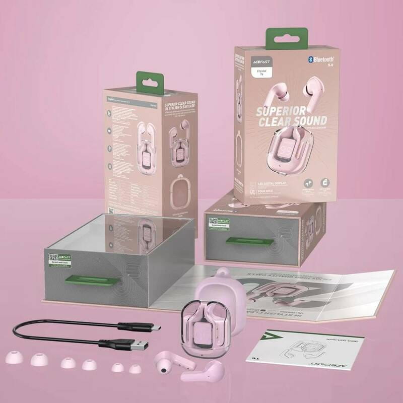 Bluetooth-гарнитура Acefast T6 Pink (6974316281566)