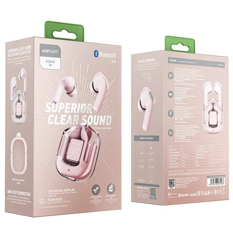 Bluetooth-гарнитура Acefast T6 Pink (6974316281566)