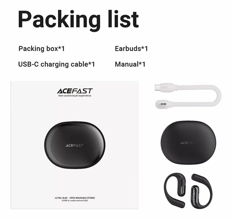 Bluetooth-гарнитура Acefast FA002 ANC Black (6974316283621)