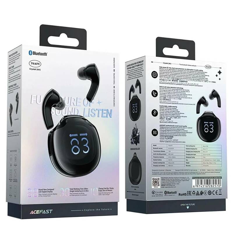 Bluetooth-гарнітура Acefast T9 Black (6974316282570)