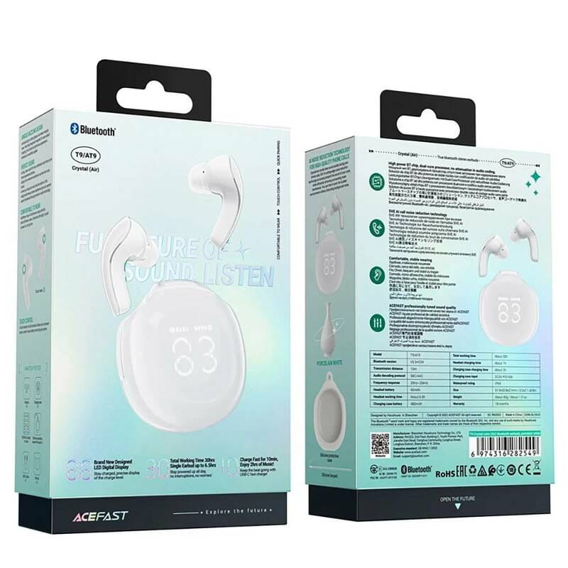 Bluetooth-гарнітура Acefast T9 White (6974316282549)