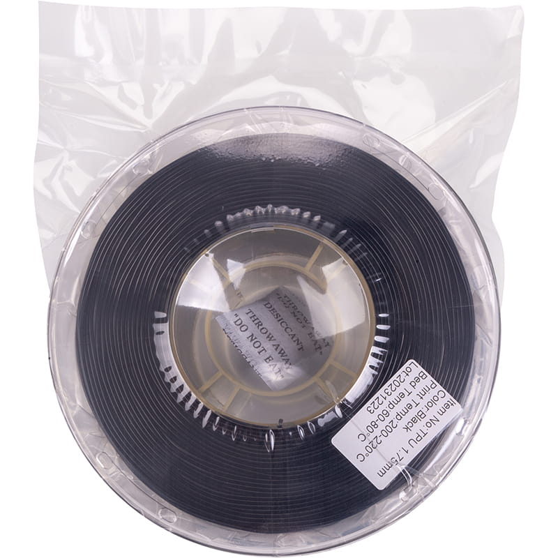 TPU-пластик PowerPlant Filament для 3D-принтера 1.75 мм 1 кг, чорний (PT812981)