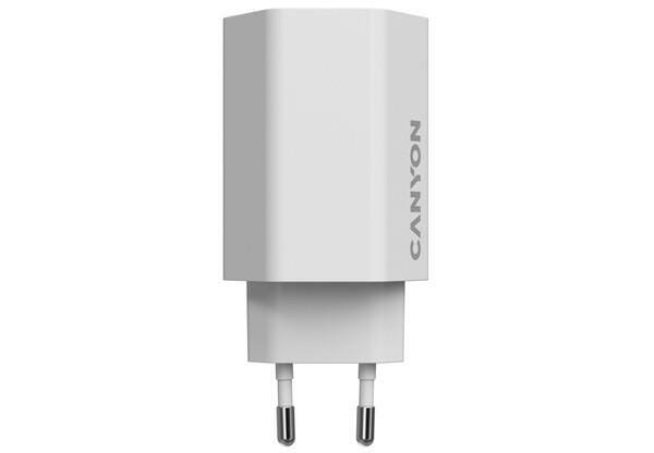 Сетевое зарядное устройство Canyon Exagon 65 GaN 65W 2xPD 1xQC EU White (CND-CHAHEX65W)
