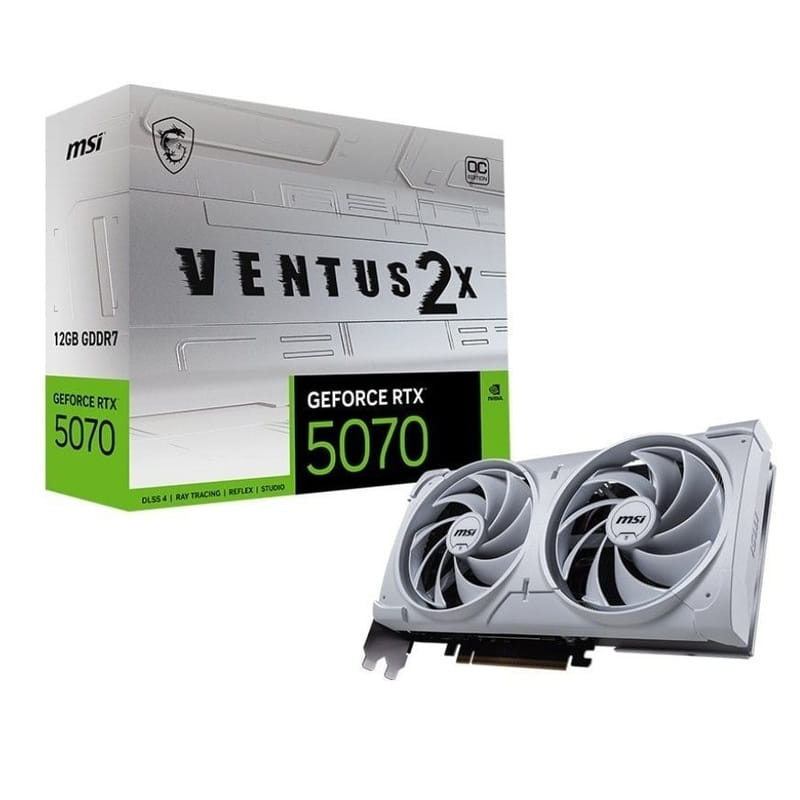 Видеокарта GF RTX 5070 12GB GDDR7 Ventus 2X OC White MSI (GeForce RTX 5070 12G VENTUS 2X OC WHITE)