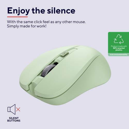 Мышь беспроводная Trust Mydo Silent Wireless Green (25042)